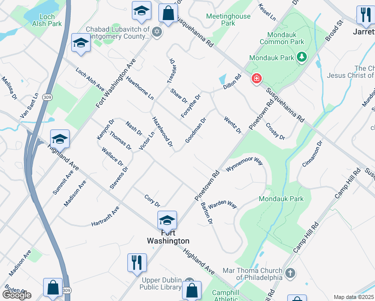 map of restaurants, bars, coffee shops, grocery stores, and more near 1149 Goodman Drive in Fort Washington