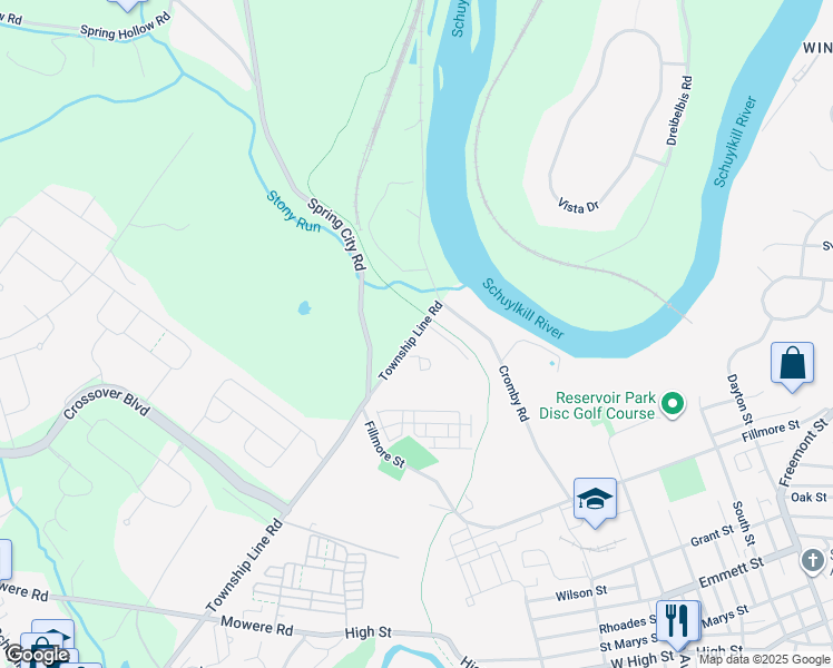 map of restaurants, bars, coffee shops, grocery stores, and more near 818 Township Line Road in Phoenixville
