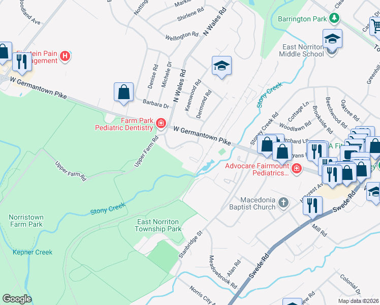 map of restaurants, bars, coffee shops, grocery stores, and more near 171 Barley Sheaf Drive in Eagleville