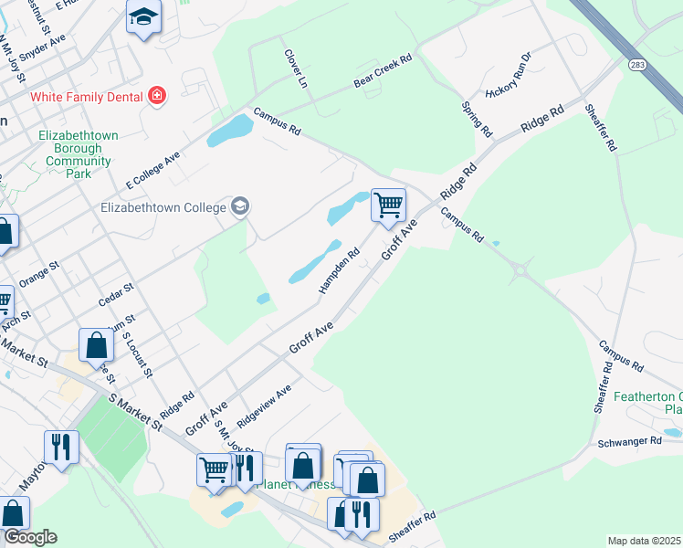 map of restaurants, bars, coffee shops, grocery stores, and more near 770 Hampden Road in Elizabethtown