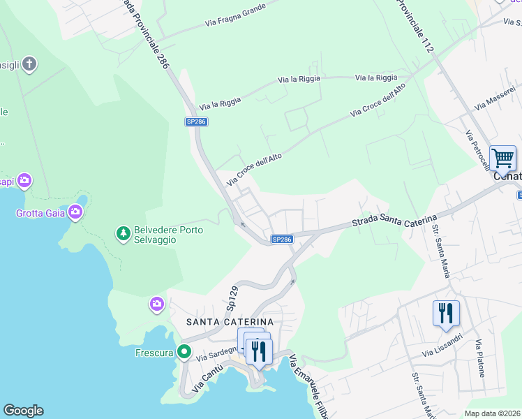 map of restaurants, bars, coffee shops, grocery stores, and more near 4 Via Fernando Verdesca in Nardò