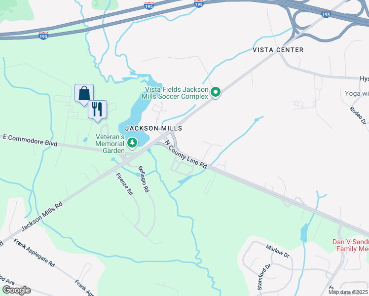 map of restaurants, bars, coffee shops, grocery stores, and more near 626 North County Line Road in Jackson