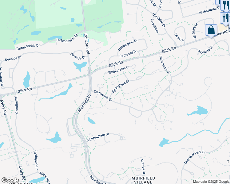 map of restaurants, bars, coffee shops, grocery stores, and more near 5576 Stansbury Drive in Dublin