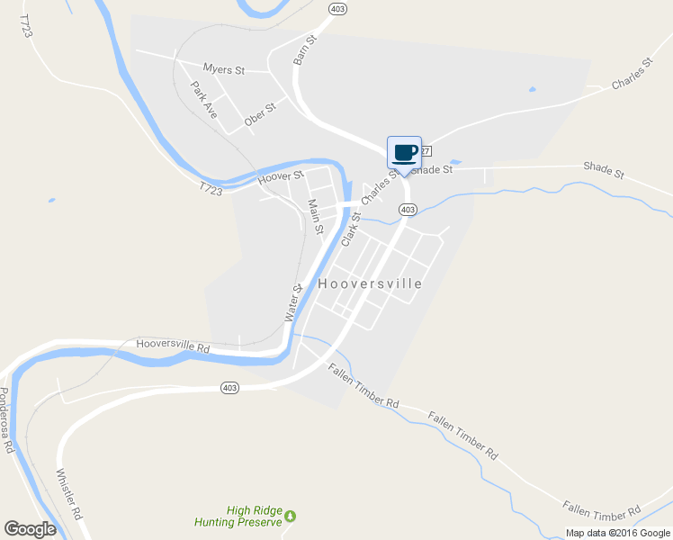map of restaurants, bars, coffee shops, grocery stores, and more near 300 Clark Street in Hooversville
