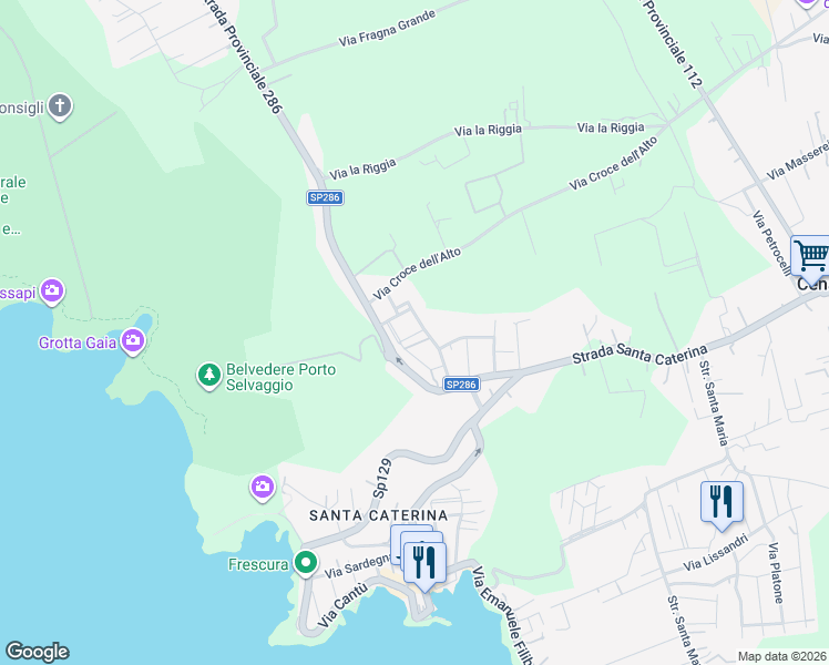 map of restaurants, bars, coffee shops, grocery stores, and more near 4 Via Fernando Verdesca in Nardò