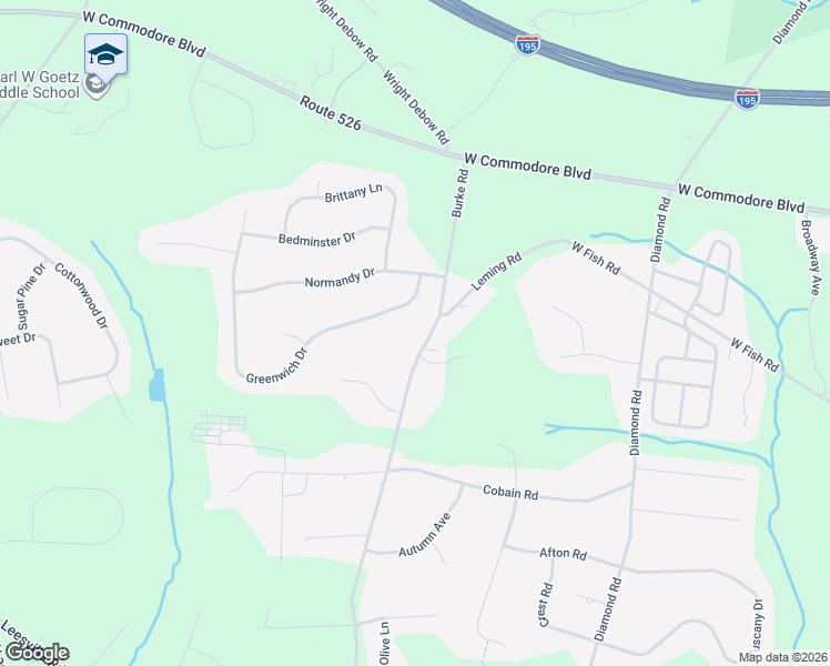 map of restaurants, bars, coffee shops, grocery stores, and more near 618 Burke Road in Jackson Township
