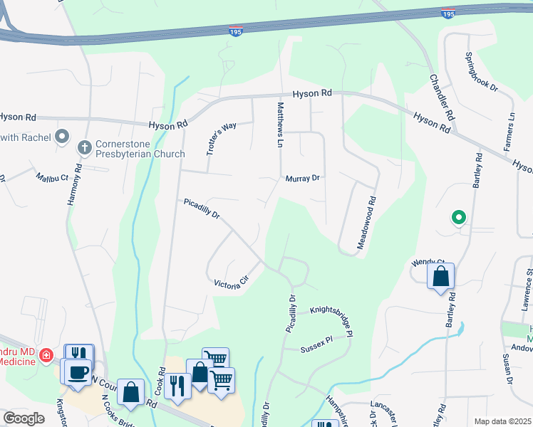 map of restaurants, bars, coffee shops, grocery stores, and more near 424 Matthews Lane in Jackson Township