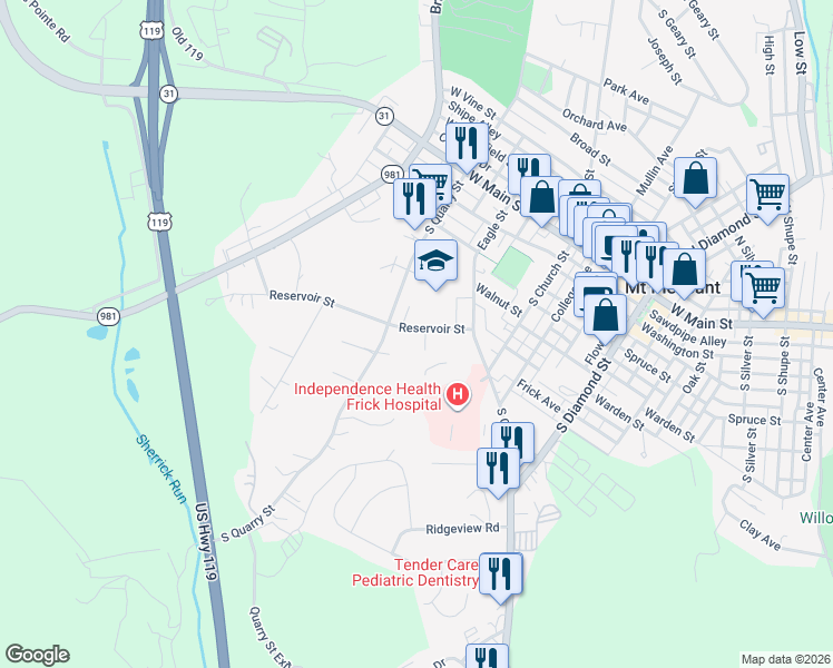 map of restaurants, bars, coffee shops, grocery stores, and more near 821 Reservoir Street in Mount Pleasant