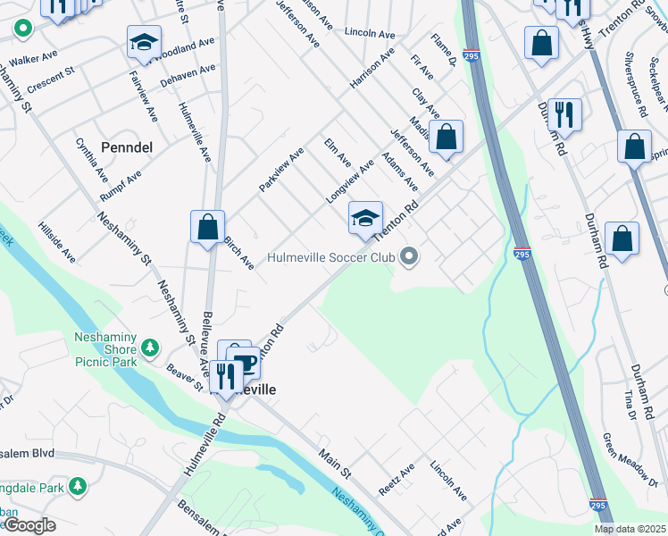 map of restaurants, bars, coffee shops, grocery stores, and more near 877 Cypress Avenue in Langhorne