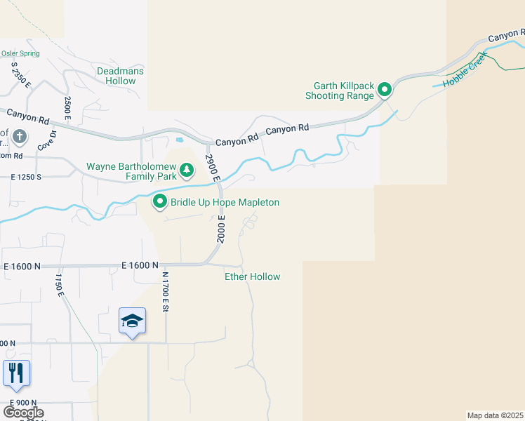 map of restaurants, bars, coffee shops, grocery stores, and more near 24 Quiet Meadow Lane in Mapleton