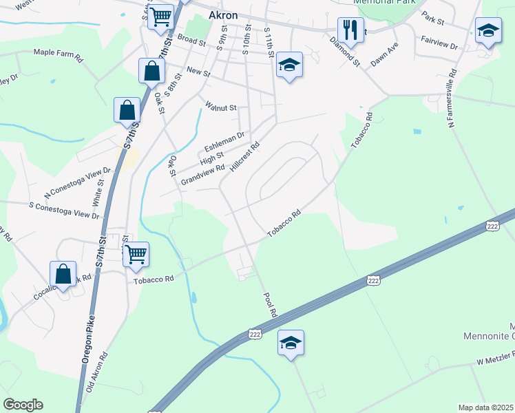 map of restaurants, bars, coffee shops, grocery stores, and more near 20 Talon Drive in Ephrata
