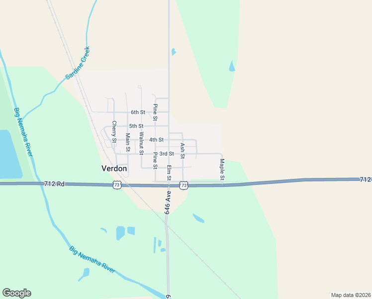 map of restaurants, bars, coffee shops, grocery stores, and more near 502 3rd Street in Verdon
