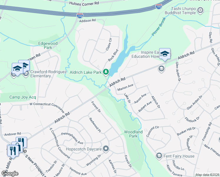 map of restaurants, bars, coffee shops, grocery stores, and more near 4 Lake Drive in Howell Township