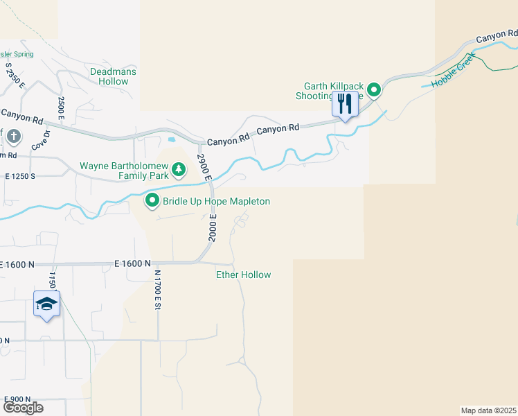 map of restaurants, bars, coffee shops, grocery stores, and more near 24 Quiet Meadow Lane in Mapleton
