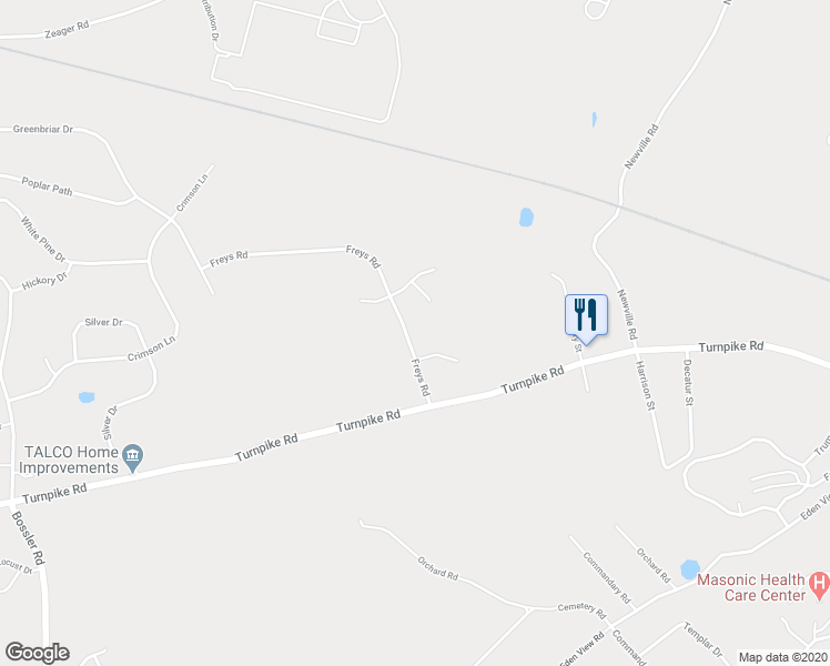 map of restaurants, bars, coffee shops, grocery stores, and more near 70 Freys Road in Elizabethtown