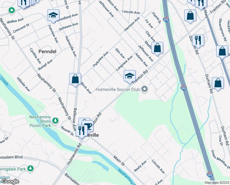 map of restaurants, bars, coffee shops, grocery stores, and more near 877 Cypress Avenue in Langhorne