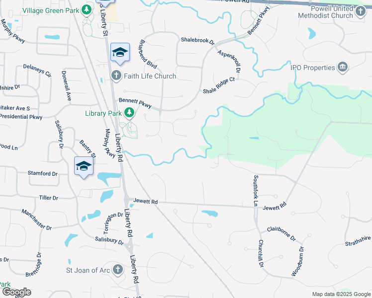 map of restaurants, bars, coffee shops, grocery stores, and more near 476 Welwyn Drive in Powell