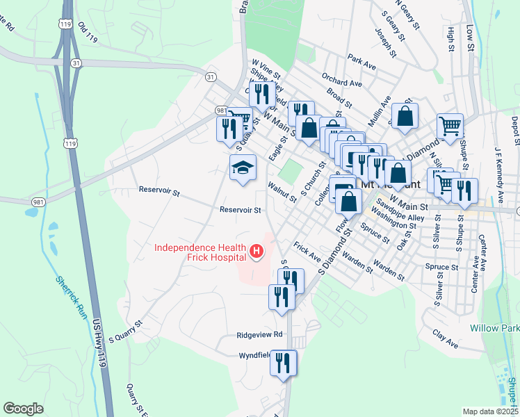 map of restaurants, bars, coffee shops, grocery stores, and more near 330 Eagle Street in Mount Pleasant