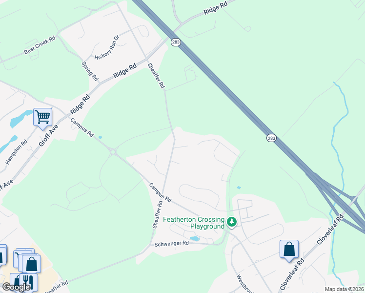 map of restaurants, bars, coffee shops, grocery stores, and more near 1977 Sheaffer Road in Elizabethtown