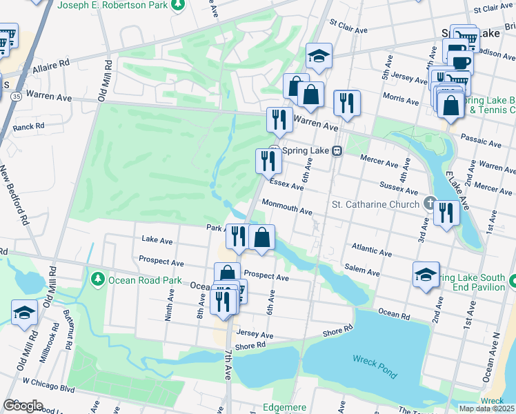 map of restaurants, bars, coffee shops, grocery stores, and more near 507 7th Avenue in Spring Lake