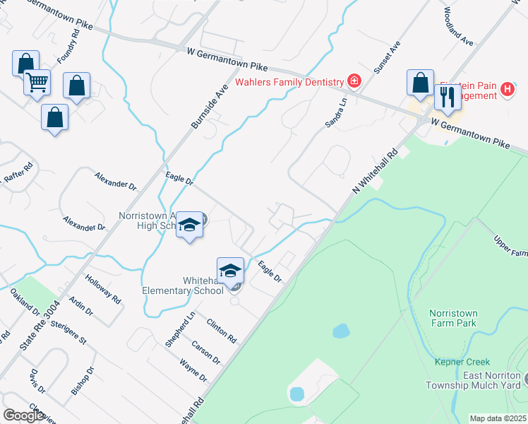 map of restaurants, bars, coffee shops, grocery stores, and more near 808 Stonybrook Drive in Norristown