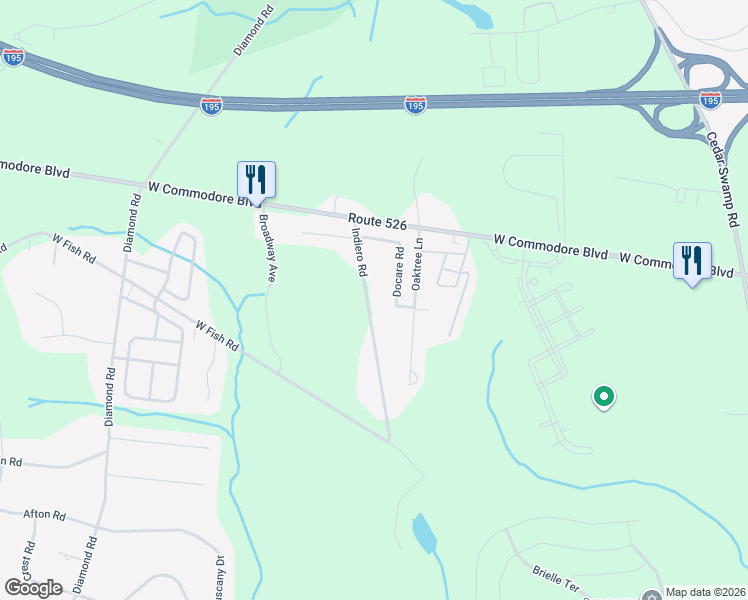 map of restaurants, bars, coffee shops, grocery stores, and more near 555 Indiero Road in Jackson Township