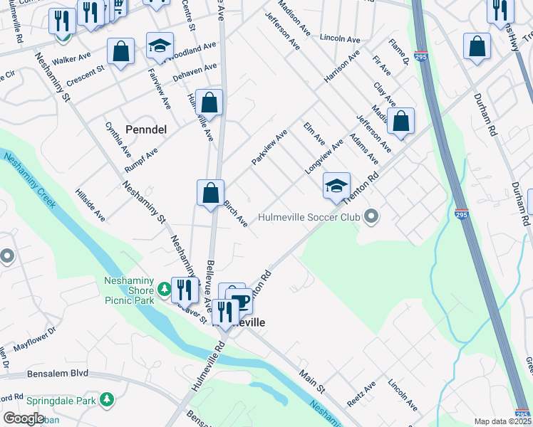 map of restaurants, bars, coffee shops, grocery stores, and more near 825 Fernwood Avenue in Langhorne