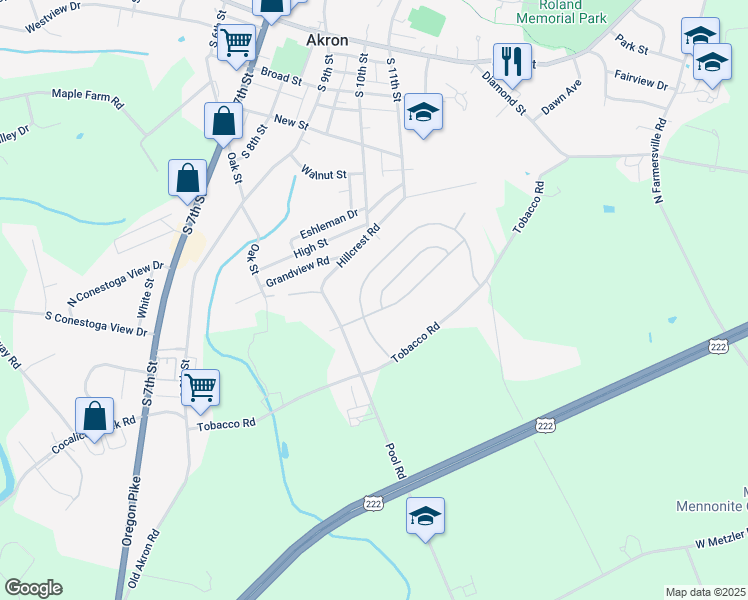map of restaurants, bars, coffee shops, grocery stores, and more near 41 Hawk Lane in Ephrata