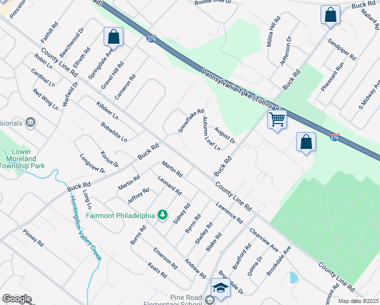 map of restaurants, bars, coffee shops, grocery stores, and more near 10 Snowflake Road in Bucks County