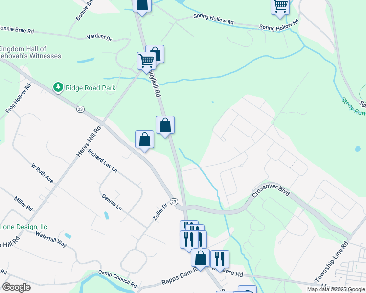 map of restaurants, bars, coffee shops, grocery stores, and more near 569 Schuylkill Road in Phoenixville