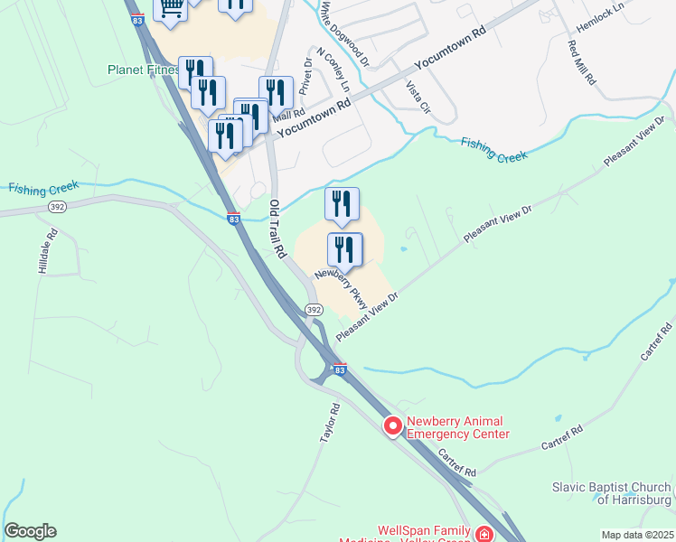 map of restaurants, bars, coffee shops, grocery stores, and more near 0 Newberry Parkway in Goldsboro