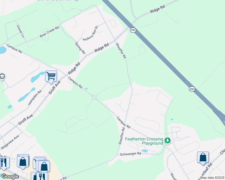 map of restaurants, bars, coffee shops, grocery stores, and more near 1856 Sheaffer Road in Elizabethtown