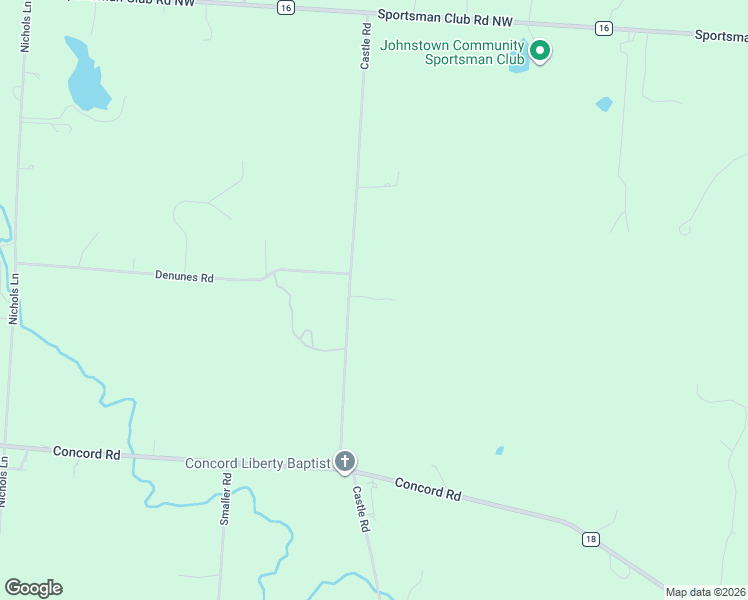 map of restaurants, bars, coffee shops, grocery stores, and more near 6954-7066 Castle Road in Johnstown