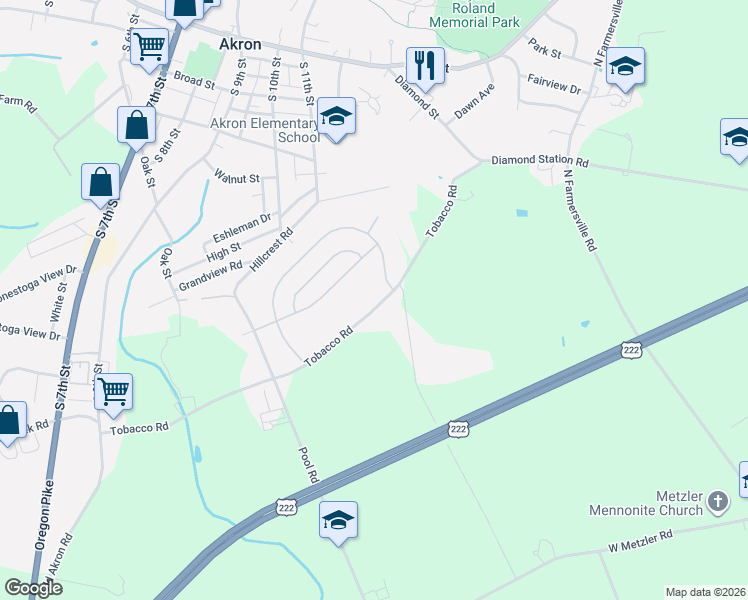 map of restaurants, bars, coffee shops, grocery stores, and more near 140 Talon Drive in Ephrata