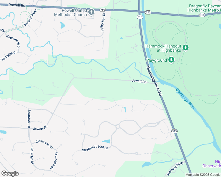 map of restaurants, bars, coffee shops, grocery stores, and more near 1733 Jewett Road in Powell