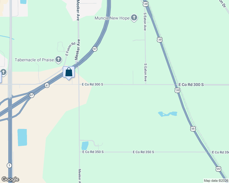 map of restaurants, bars, coffee shops, grocery stores, and more near 2901 East Co Road 300 South in Muncie