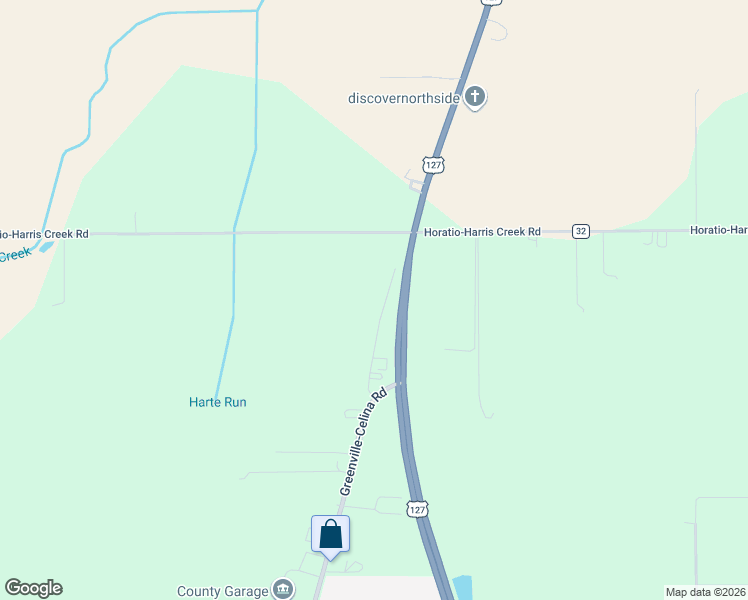 map of restaurants, bars, coffee shops, grocery stores, and more near 7980 Greenville-Celina Road in Greenville