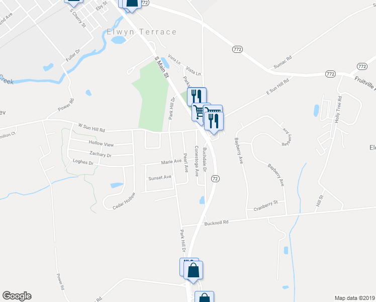 map of restaurants, bars, coffee shops, grocery stores, and more near 753 Pearl Avenue in Manheim