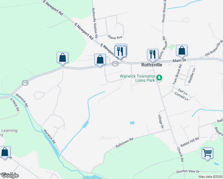 map of restaurants, bars, coffee shops, grocery stores, and more near 25 Edgewood Drive in Lititz