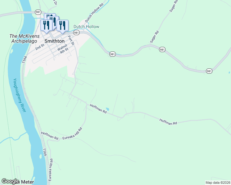 map of restaurants, bars, coffee shops, grocery stores, and more near 1041 Hoffman Road in Smithton