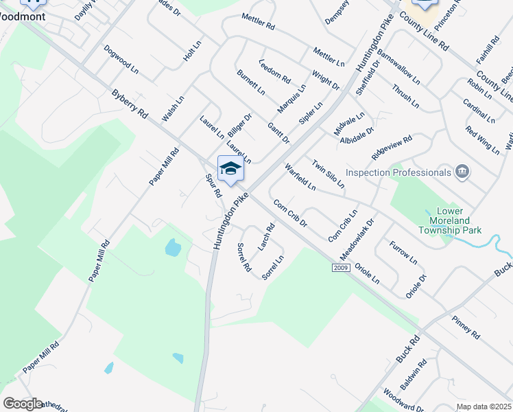 map of restaurants, bars, coffee shops, grocery stores, and more near 1080 Byberry Road in Montgomery