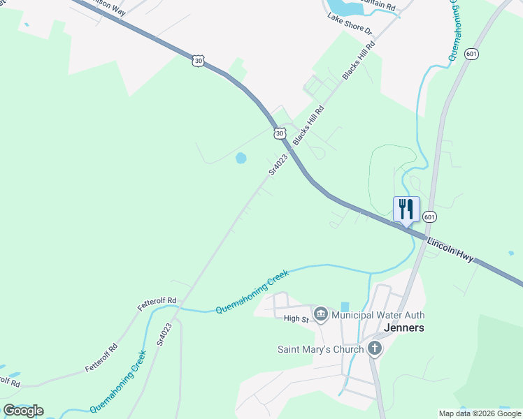 map of restaurants, bars, coffee shops, grocery stores, and more near 1123 Million Dollar Highway in Stoystown