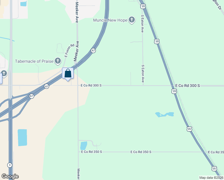 map of restaurants, bars, coffee shops, grocery stores, and more near 2901 East Co Road 300 South in Muncie