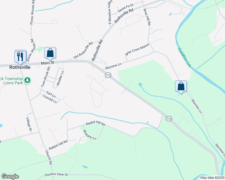 map of restaurants, bars, coffee shops, grocery stores, and more near 250 Whitney Lane in Lititz