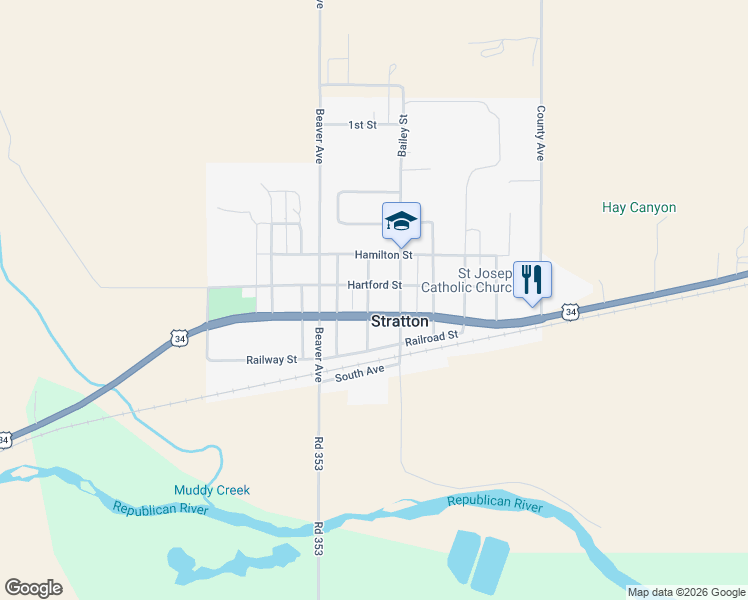 map of restaurants, bars, coffee shops, grocery stores, and more near 500-516 Hartford Street in Stratton