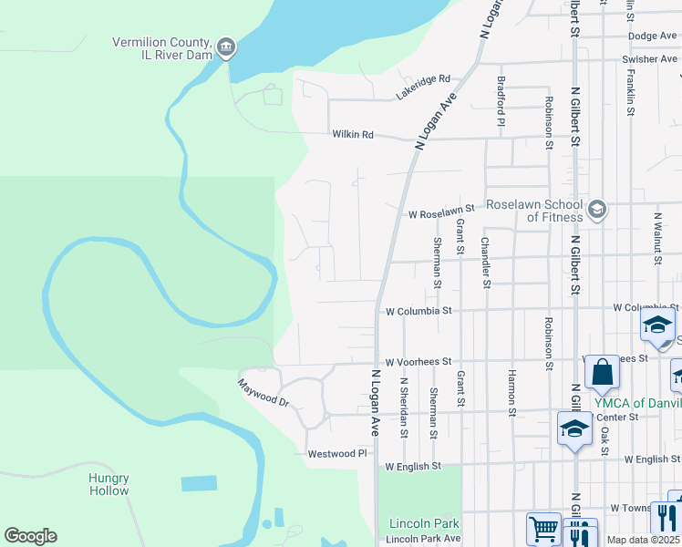 map of restaurants, bars, coffee shops, grocery stores, and more near Myrtle Drive in Danville