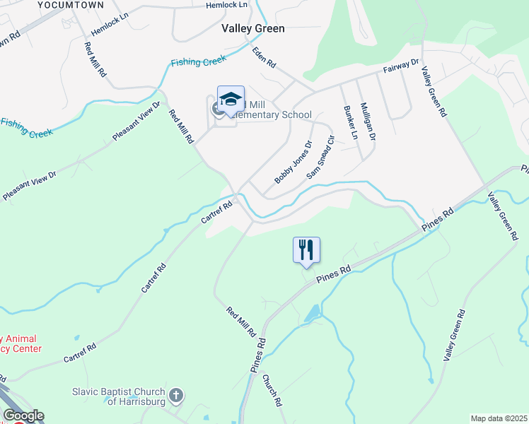 map of restaurants, bars, coffee shops, grocery stores, and more near 390 Cartref Road in Goldsboro