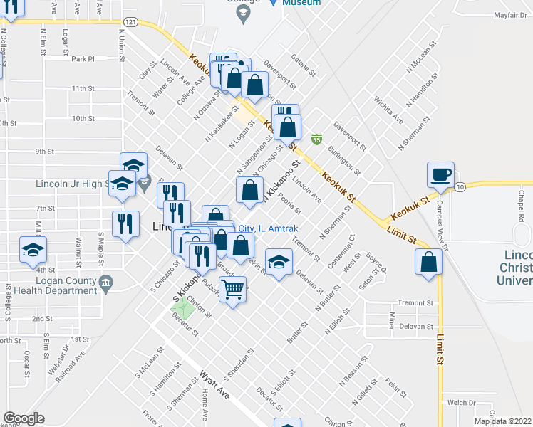 map of restaurants, bars, coffee shops, grocery stores, and more near 1052 Tremont Street in Lincoln