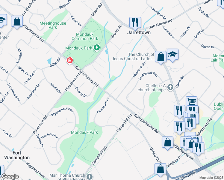 map of restaurants, bars, coffee shops, grocery stores, and more near 1404 Cinnamon Circle in Fort Washington