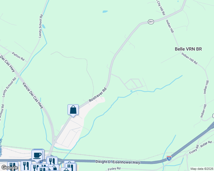 map of restaurants, bars, coffee shops, grocery stores, and more near 1146 Rostraver Road in Belle Vernon